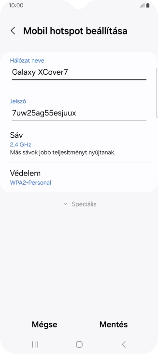 Kattints a „Hálózat neve” alatti mezőre, és írd be a Wi-Fi hotspot kívánt nevét.