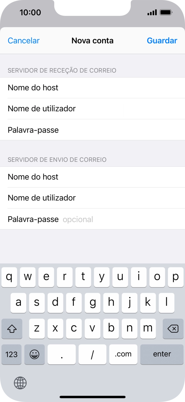 Prima Palavra-passe e introduza a password da sua conta de e-mail na Vodafone.