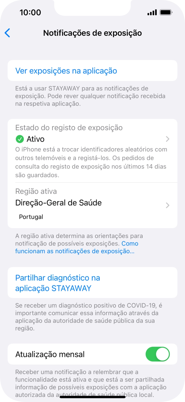 Prima Estado do registo de exposição.