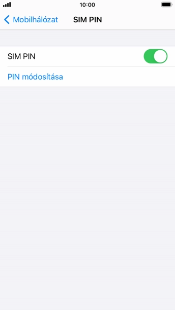 Kattints a „SIM PIN” melletti csúszkára a funkció be- vagy kikapcsolásához.