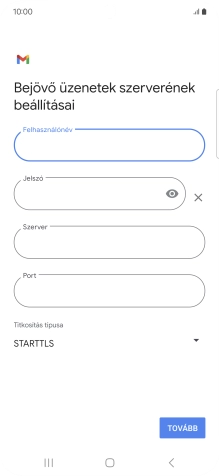 Kattints a „Szerver” alatti mezőre, és írd be az e-mail szolgáltatód bejövő szerverének a nevét.