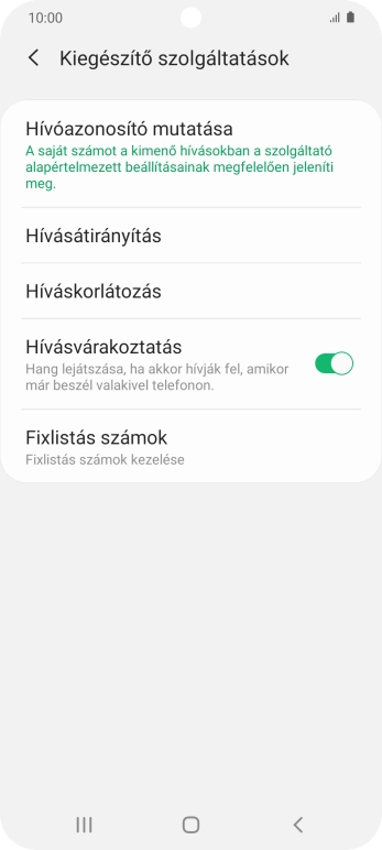 Kattints a „Hívásvárakoztatás” melletti csúszkára a funkció be- vagy kikapcsolásához.