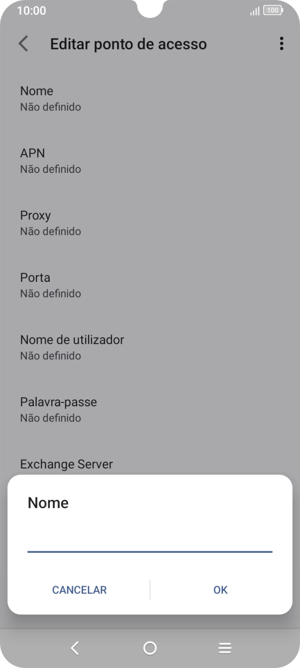 Introduza Vodafone Internet e prima OK.