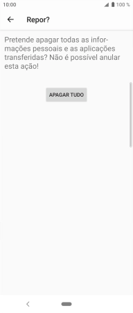Prima APAGAR TUDO. Aguarde um momento enquanto o telefone restabelece as definições originais. Siga as indicações no ecrã para configurar o telefone de modo que este fique pronto a ser utilizado.