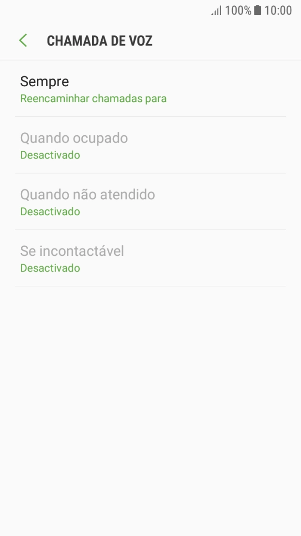 Prima o tipo de desvio pretendido.