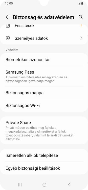 Válaszd az Egyéb biztonsági beállítások lehetőséget.