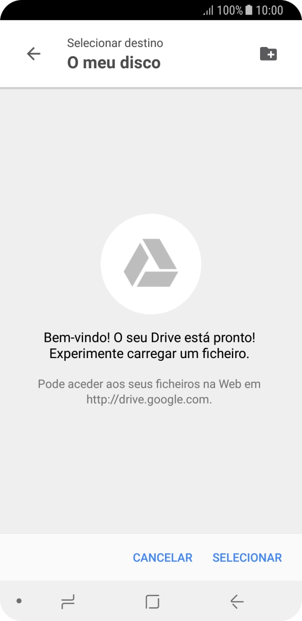 Se quiser criar uma nova pasta, prima o ícone de nova pasta e siga as indicações no ecrã para criar uma nova pasta.