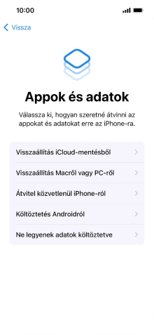Válaszd a Ne legyenek adatok költöztetve lehetőséget, és kövesd a képernyőn megjelenő utasításokat az aktiválás befejezéséhez.