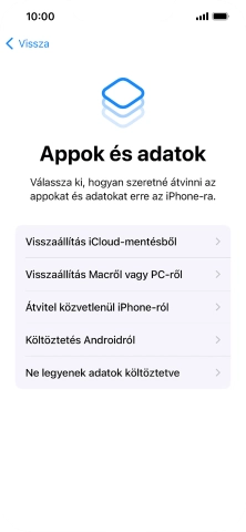 Válaszd a Ne legyenek adatok költöztetve lehetőséget, és kövesd a képernyőn megjelenő utasításokat az aktiválás befejezéséhez.