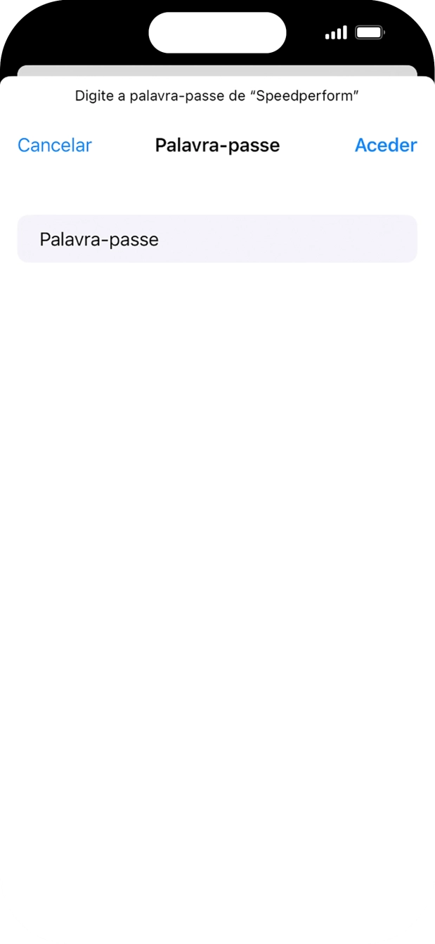 Introduza a password da rede Wi-Fi e prima Aceder.