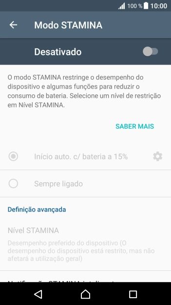 Prima o indicador para ativar a função.