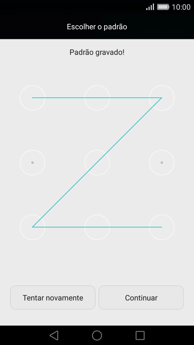 Deslize o dedo no ecrã ligando pelo menos quatro pontos e prima Continuar.