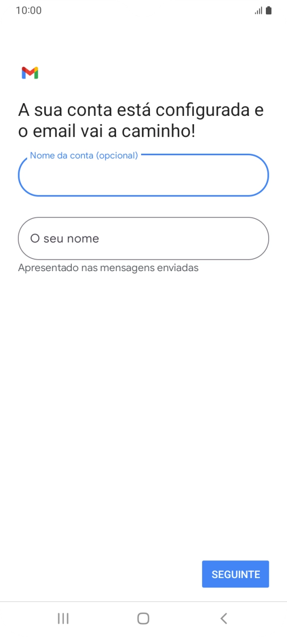 Prima O seu nome e introduza o nome do remetente pretendido.