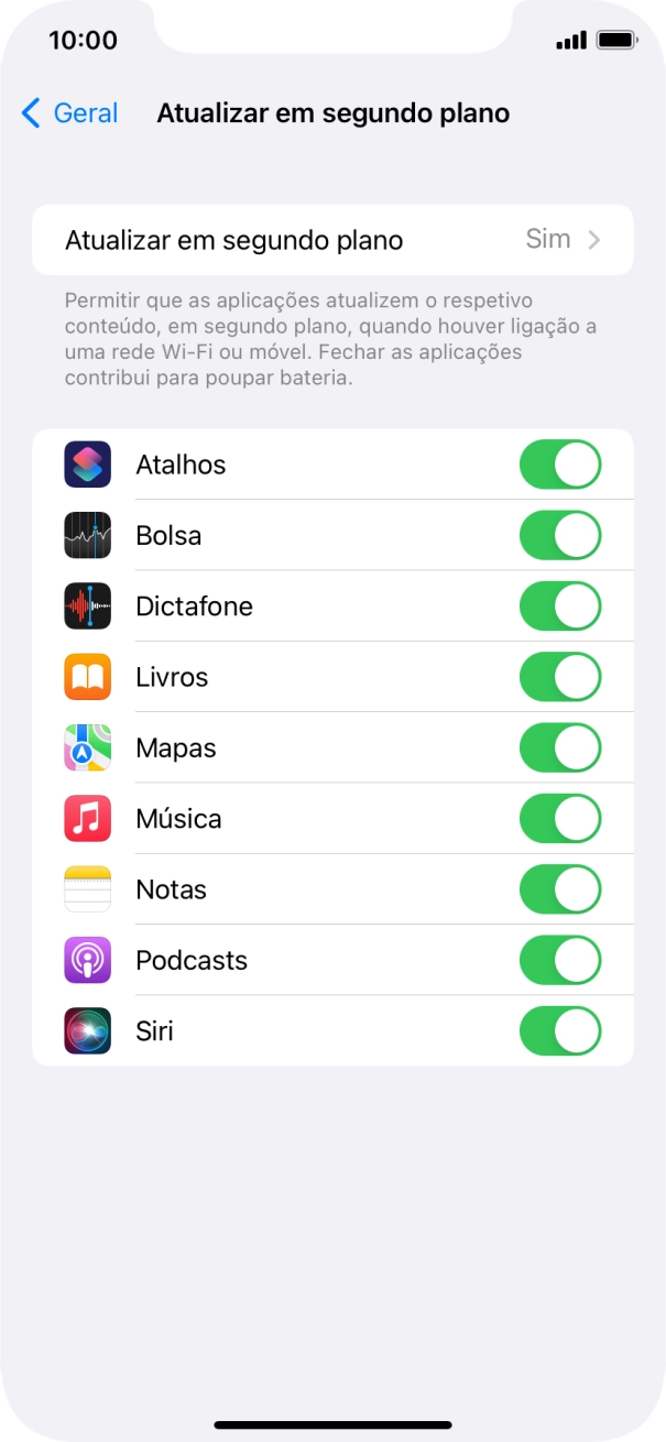 Prima Atualizar em segundo plano.