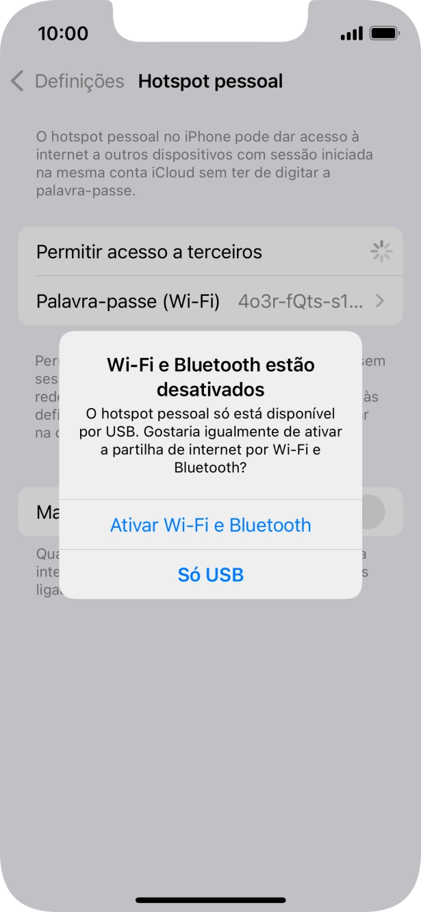 Se o Wi-Fi estiver desativado, prima Ativar Wi-Fi e Bluetooth.