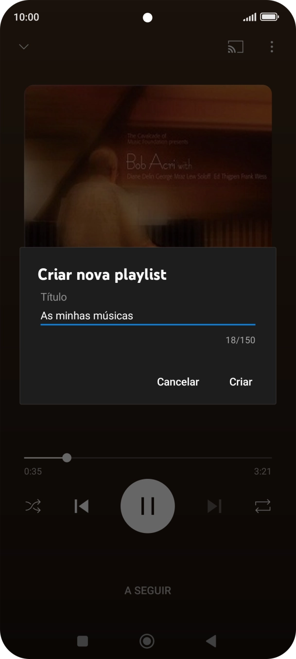 Introduza o nome pretendido para a lista de reprodução e prima Criar.
