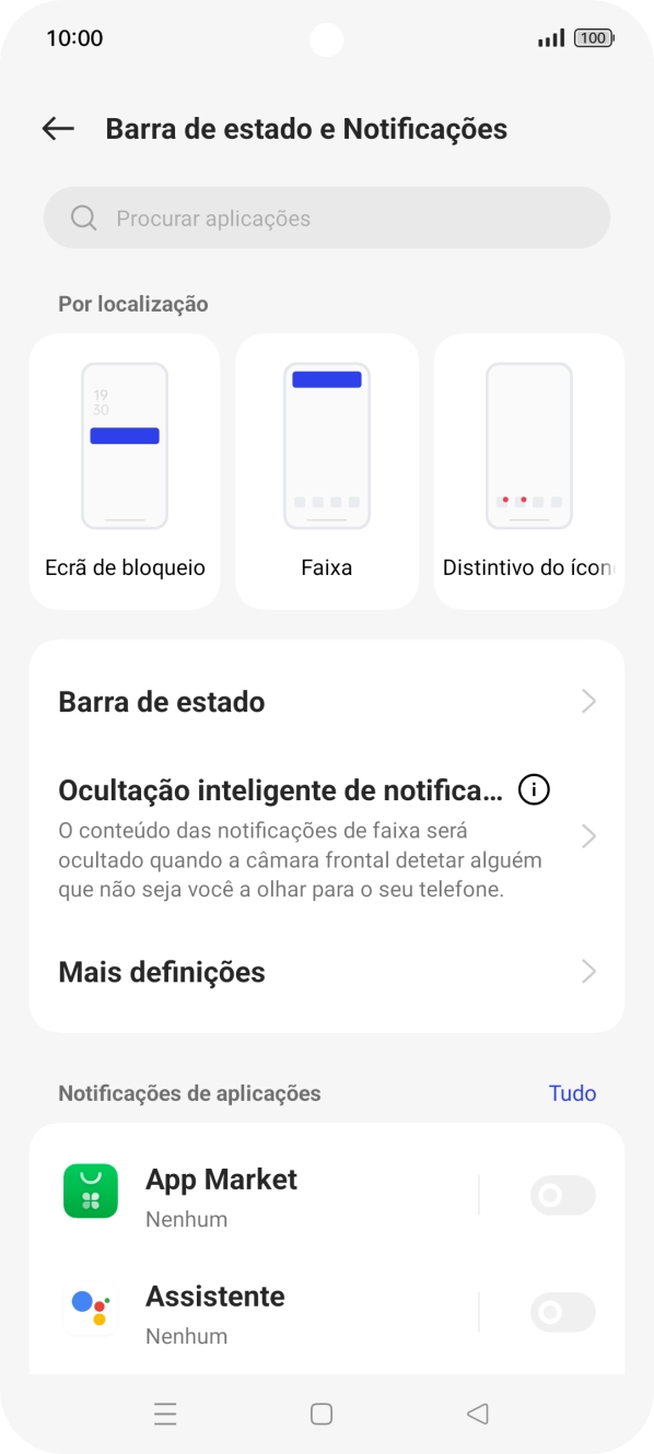 Prima o indicador junto às apps pretendidas para ativar ou desativar a função.