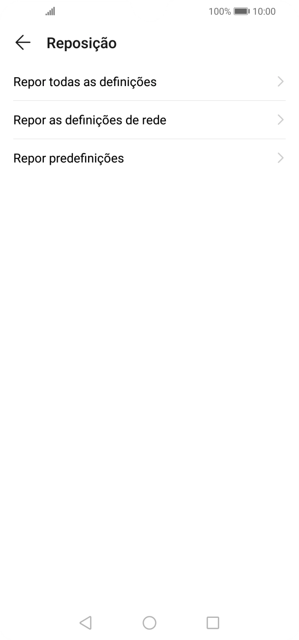 Prima Repor predefinições.