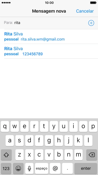 Prima o contacto pretendido.