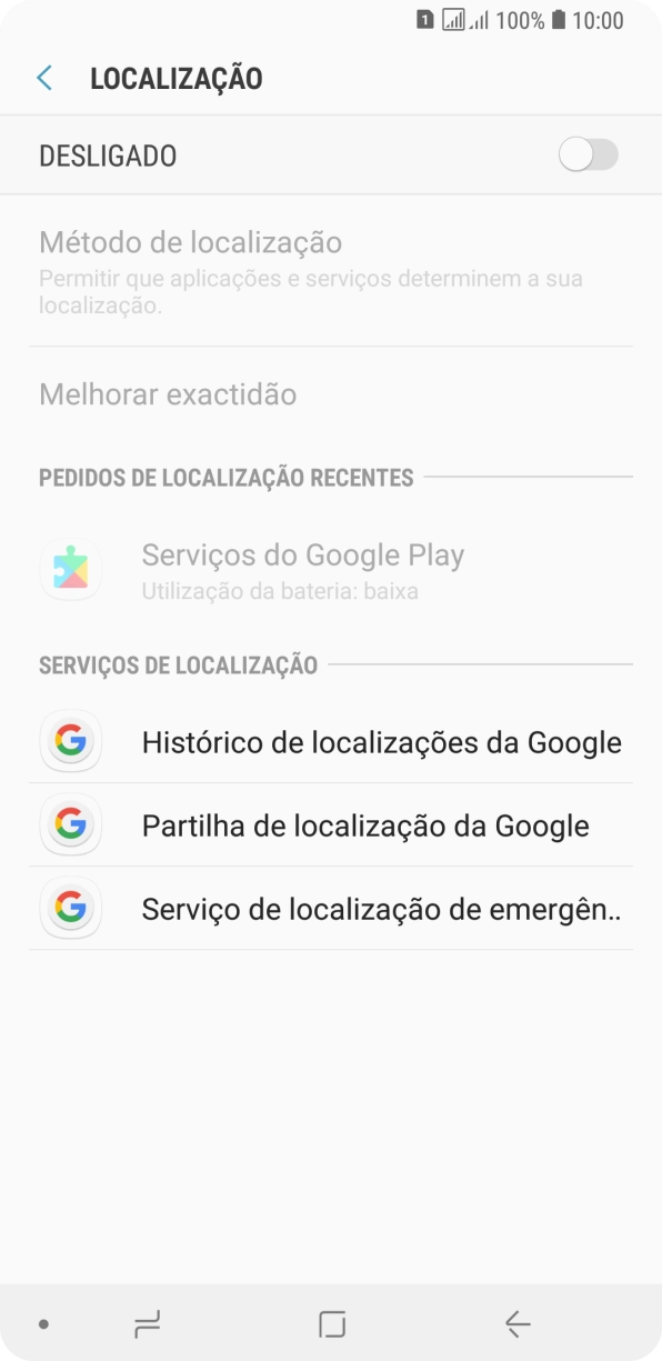 Prima o indicador para ativar ou desativar a função.