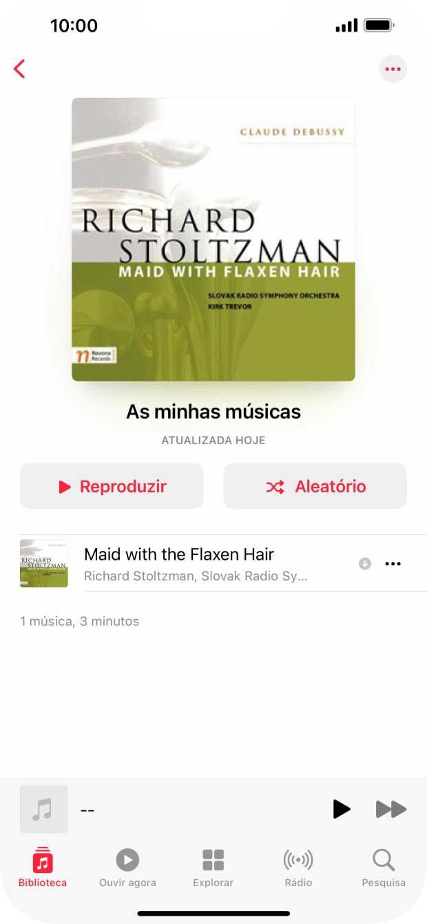 Vá até à categoria ou lista de reprodução pretendida e prima o ficheiro de música pretendido.