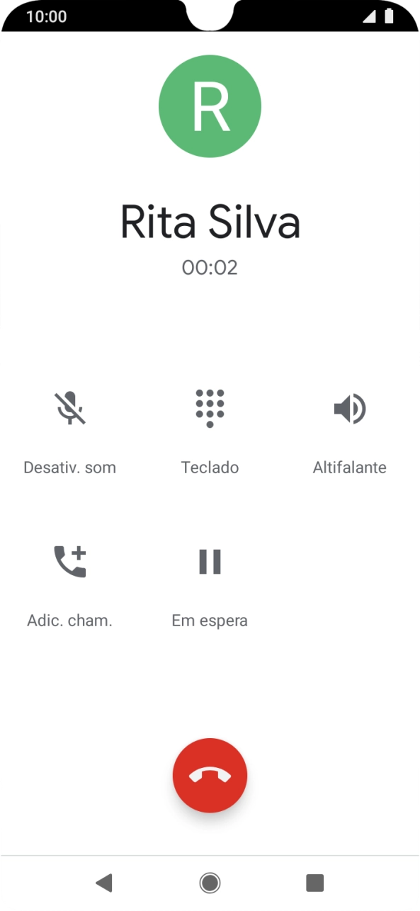 Prima o ícone para terminar a chamada.