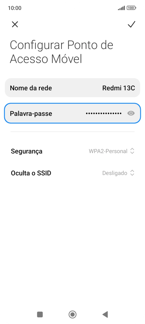 Prima Nome da rede, e introduza o nome pretendido do hotspot Wi-Fi.