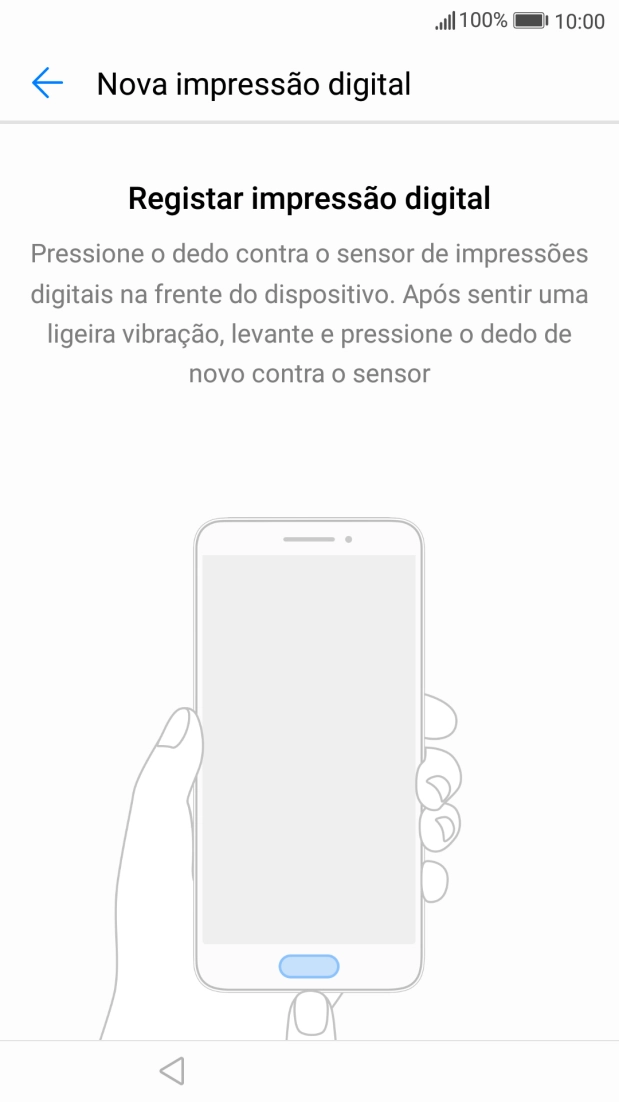 Siga as indicações no ecrã para definir a impressão digital como código de bloqueio.