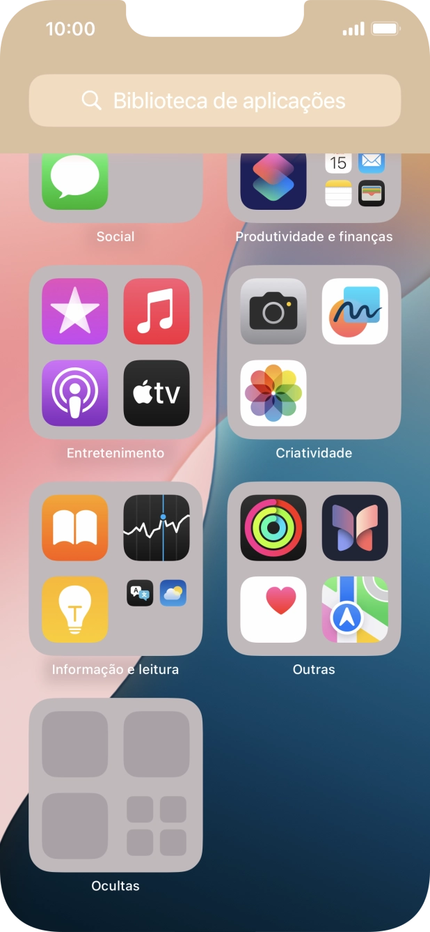 A app está agora colocada na pasta Ocultas da Biblioteca de apps.