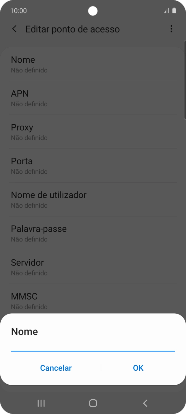Introduza Vodafone Internet e prima OK.