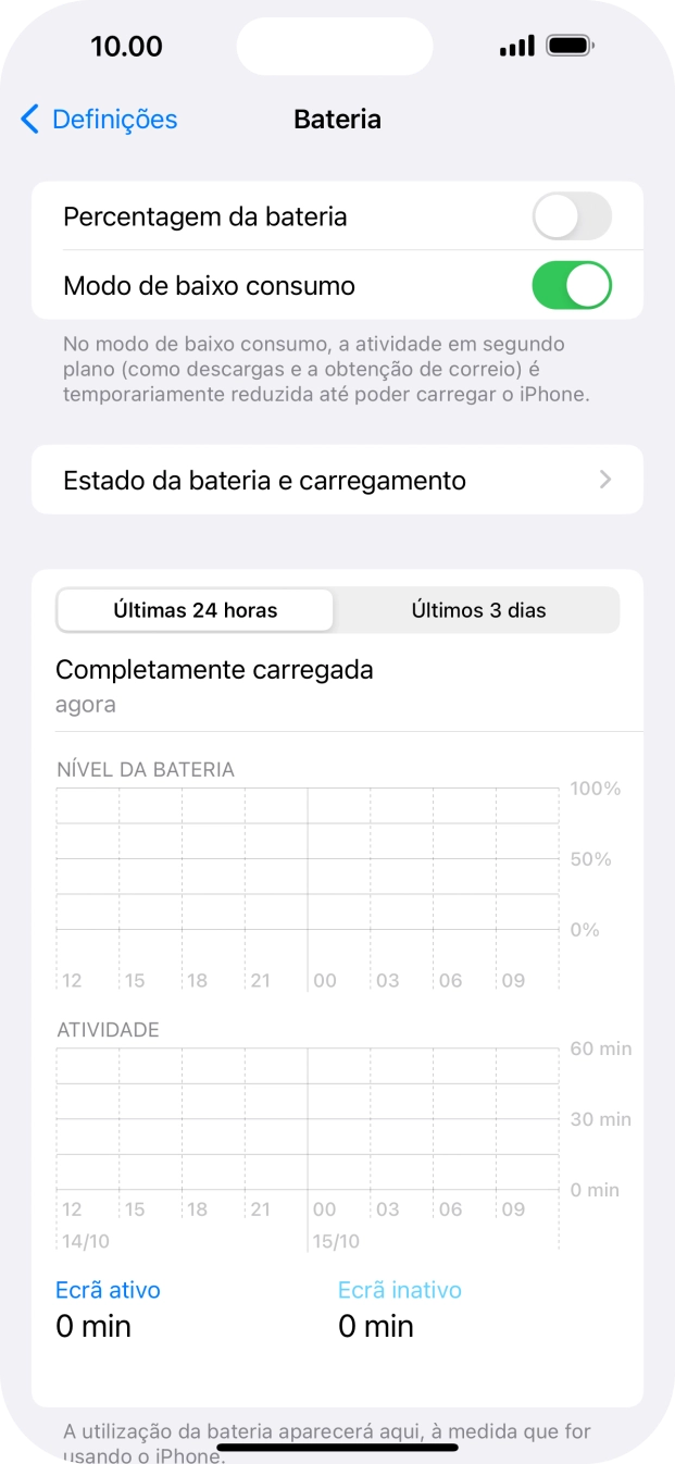 Para voltar ao ecrã inicial, deslize o dedo de baixo para cima a partir da base do ecrã.