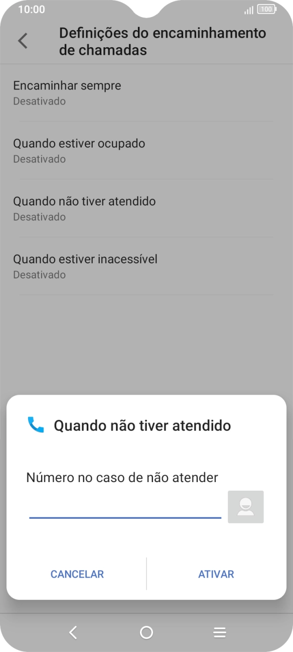 Introduza 123 e prima ATIVAR.