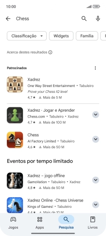 Prima a app pretendida.