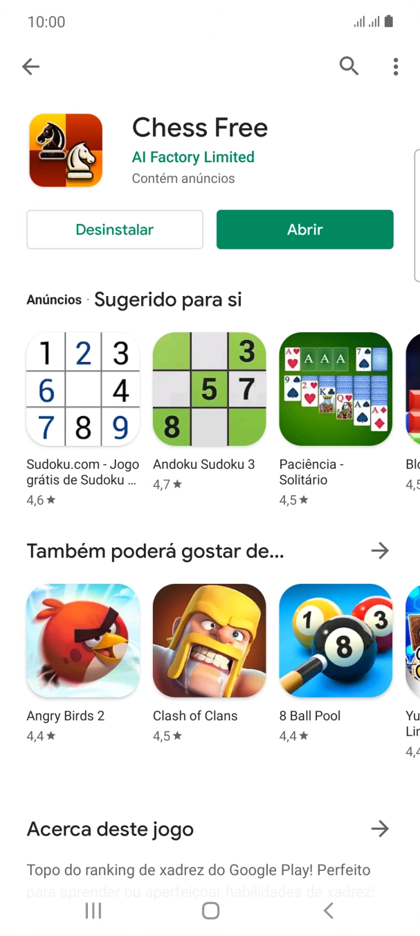 Prima a tecla de início para terminar e voltar ao ecrã inicial.