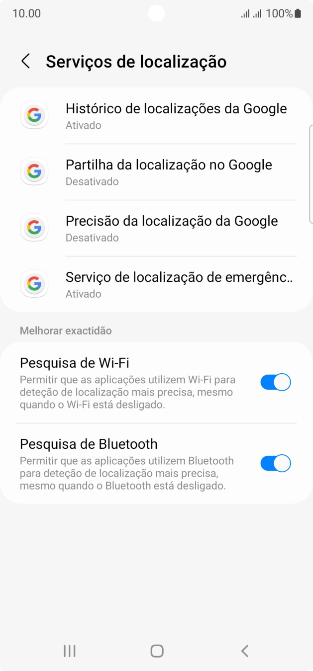 Prima Precisão da localização da Google.