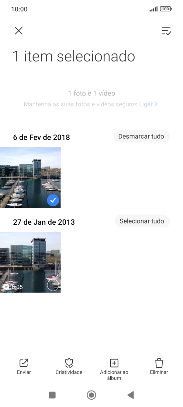 Prima o ícone para selecionar todos.