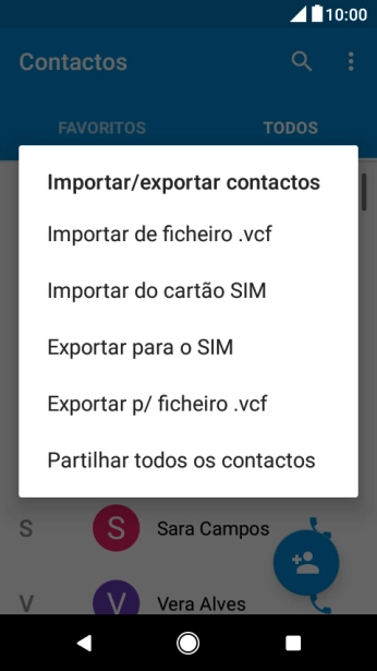 Prima Importar do cartão SIM.