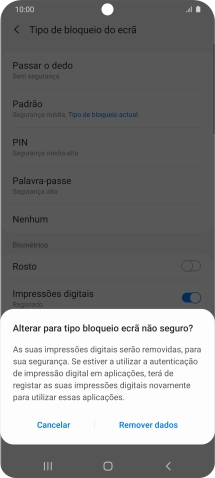 Prima Remover dados.