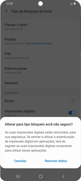 Prima Remover dados.