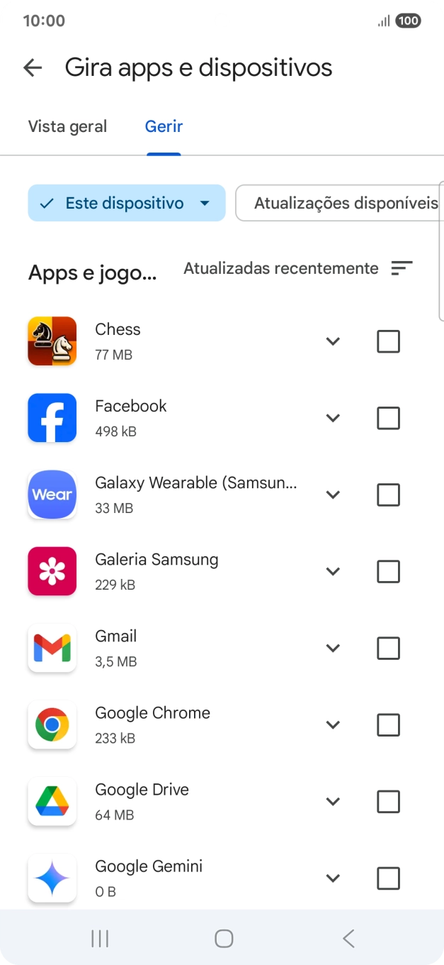 Prima a app pretendida.