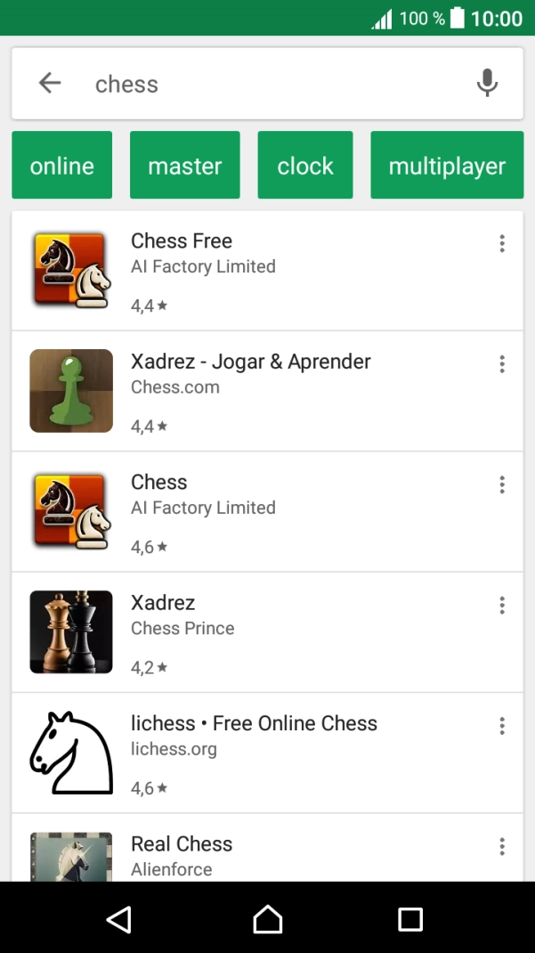 Prima a app pretendida.