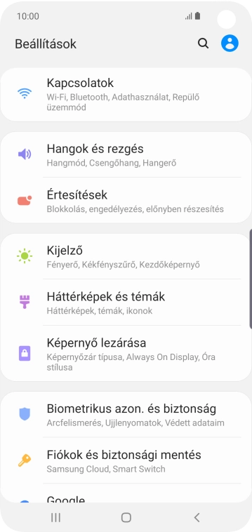 Válaszd a Kapcsolatok lehetőséget.