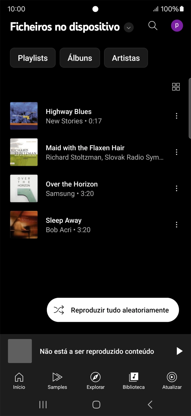Prima o ficheiro de música pretendido.
