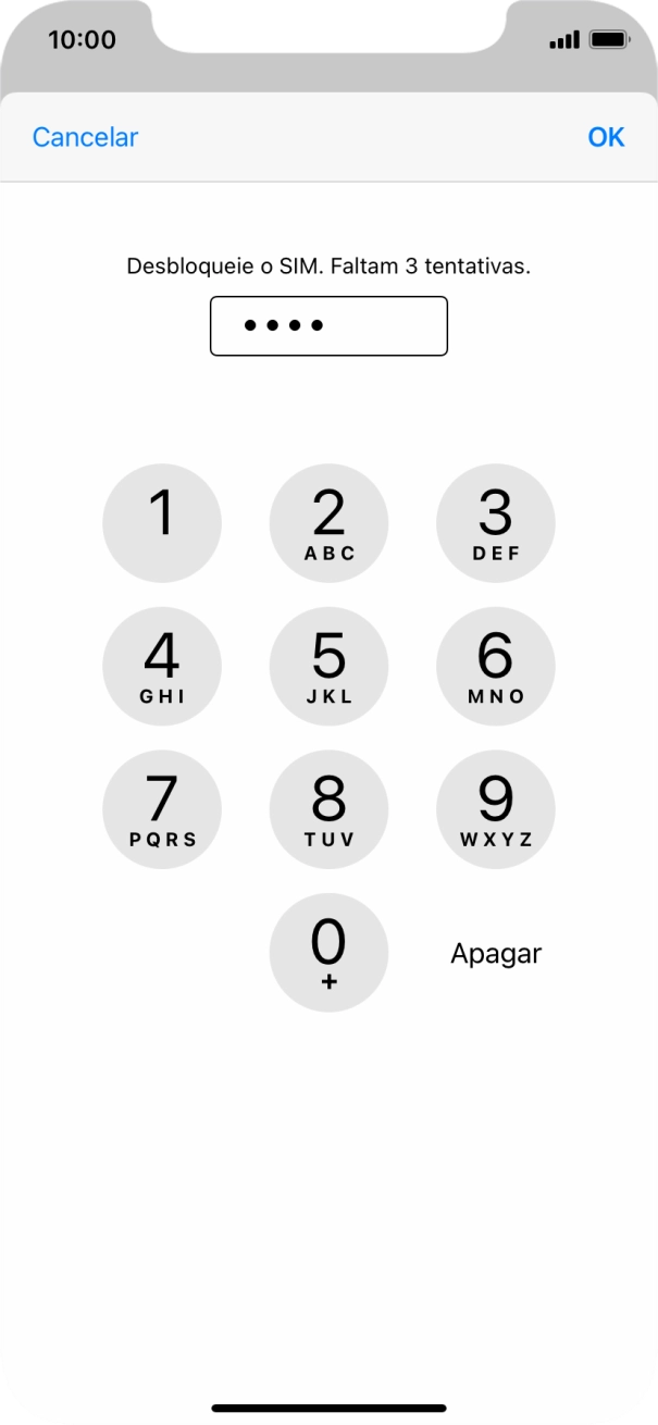 Introduza o seu código PIN e prima OK.