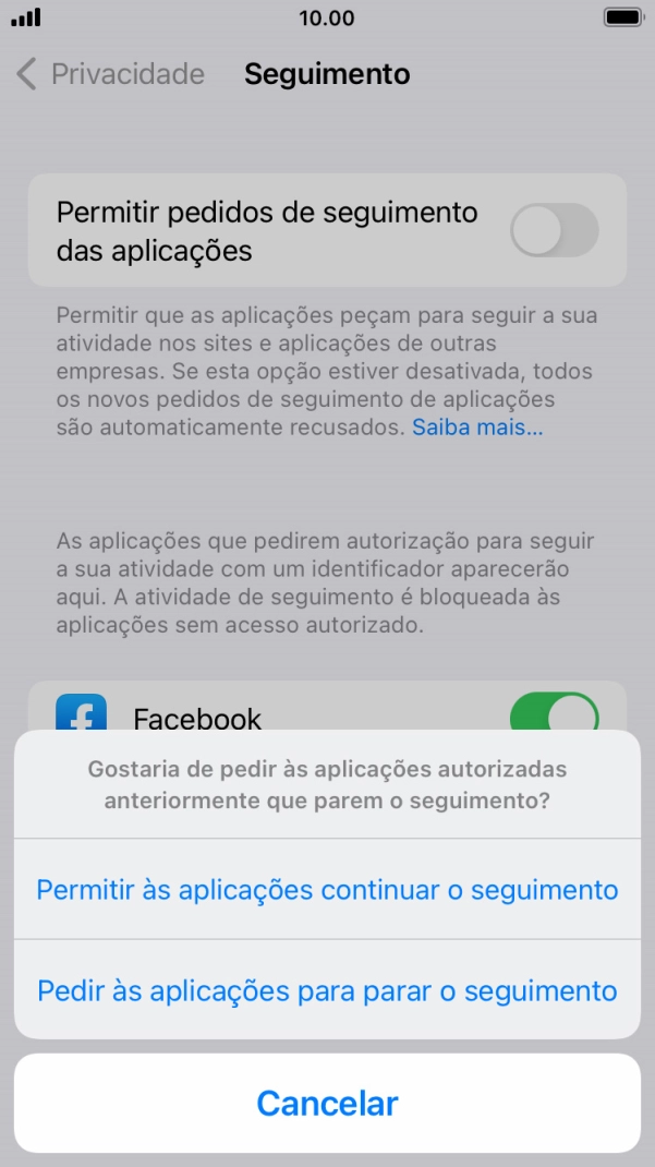 Se desativar a função, prima a definição pretendida.