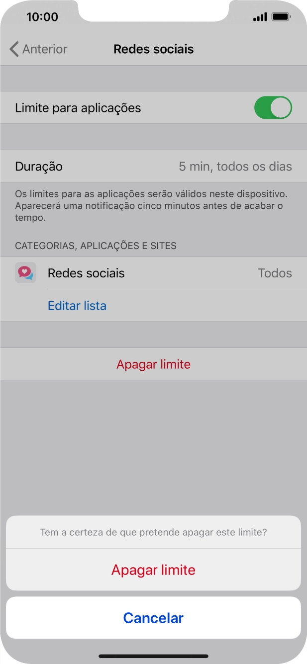 Prima Apagar limite.