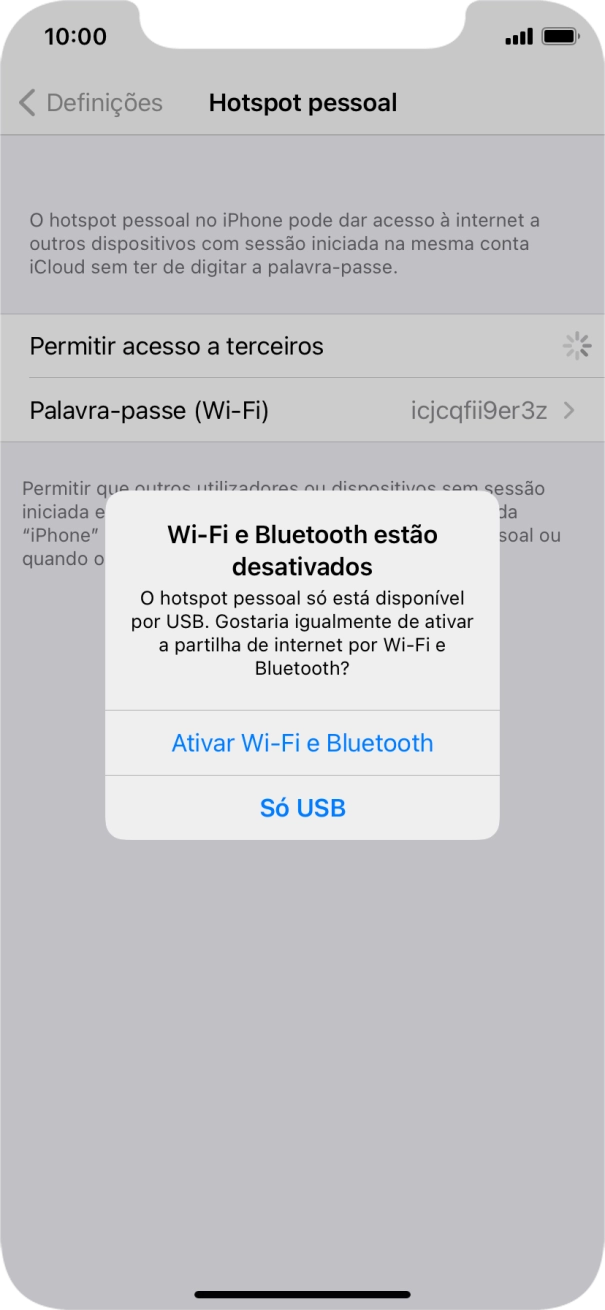 Se o Wi-Fi estiver desativado, prima Ativar Wi-Fi e Bluetooth.