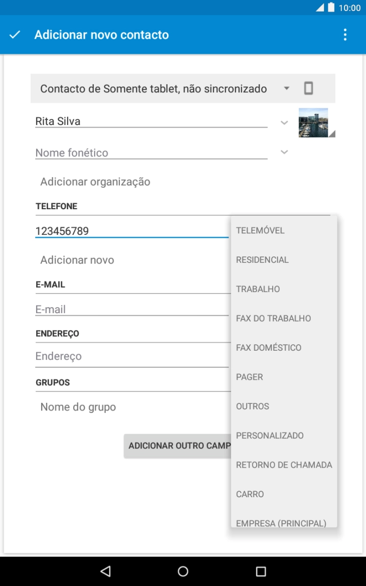 Prima o tipo de número pretendido.