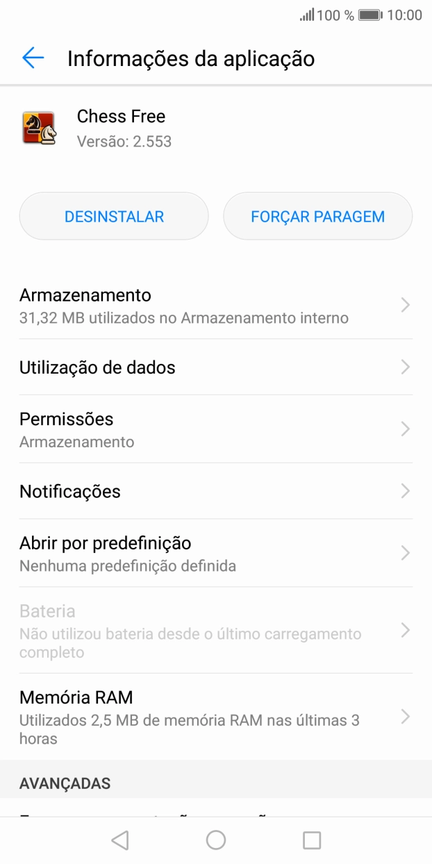 Prima a tecla de início para terminar e voltar ao ecrã inicial.