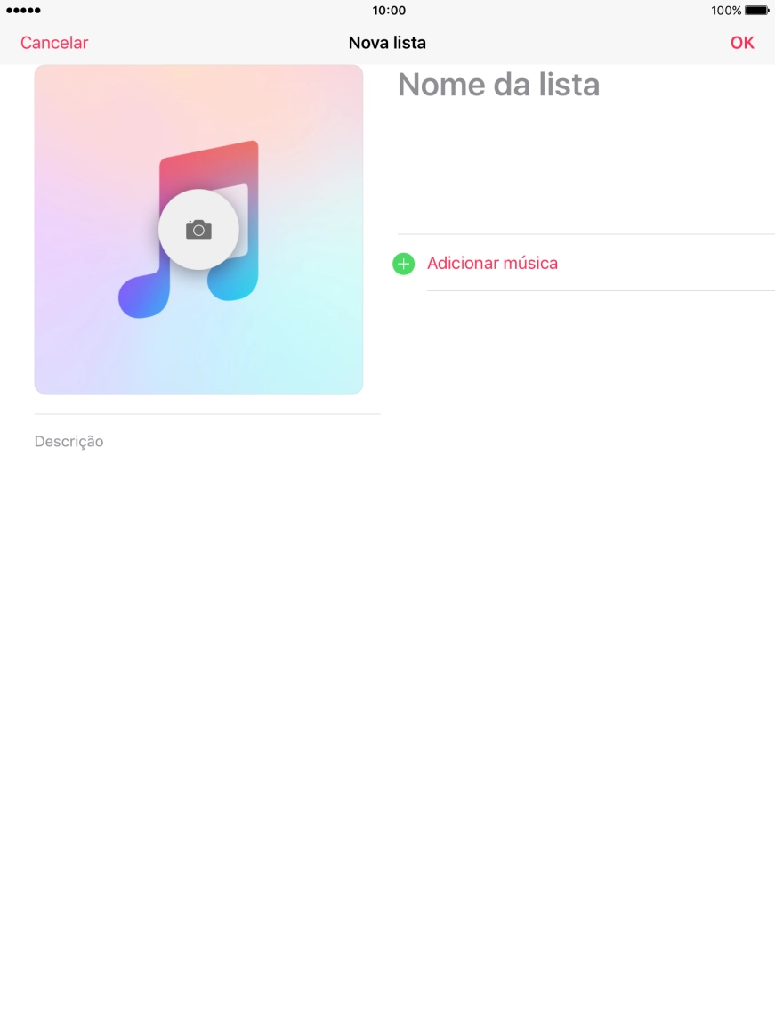 Prima o campo de escrita e introduza o nome da lista de reprodução.
